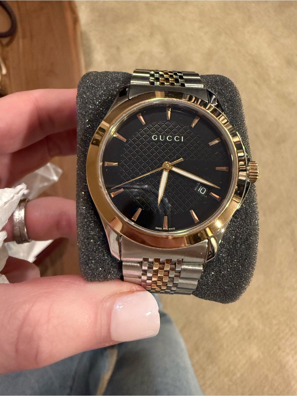 Gucci Two-Tone Gold and Black Men's Watch